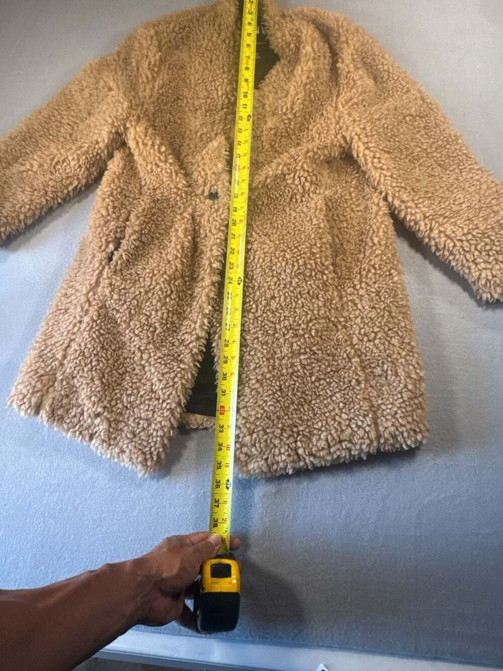 Zara Brown Faux Shearling Teddy Bear Coat Size XS - Picture 6 of 7